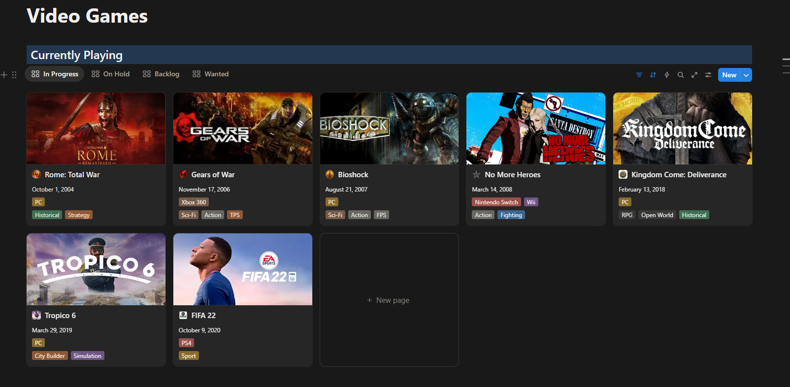 Video Games List
